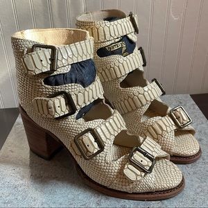 Freebird Snakeskin Qual heels.